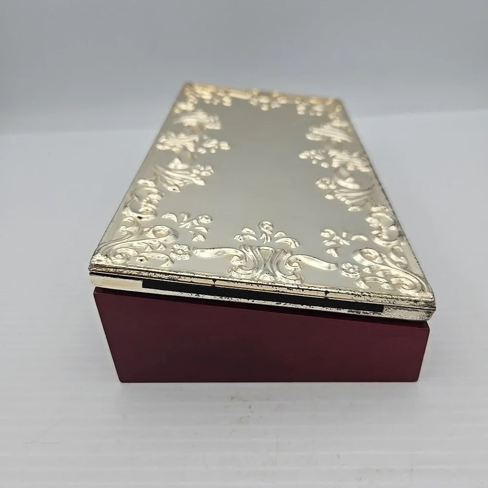Godinger Silverplated Double Frame Cherry‎ Wood Jewelry/Memento Box
